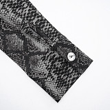 Autumn and Winter Python Print Mesh Lapel Zipper Cardigan and Flared Pants Suit XYWL-25ST445