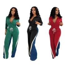 Stylish Denim Ribbed Patchwork Tracksuit TE-4725