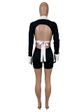 Lapel Cutout Backless Slimming Short Jumpsuit SHD-9724