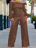 New Fashionable Solid Color Off-Shoulder Long-Sleeved Wide-Sleeve Set  ZAND-31296