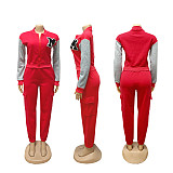 Casual Fleece-lined Letter Print Sweatshirt and Cargo Pants Two-piece Sports Set SFY-622