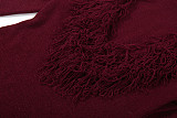 Sexy Deep V-neck Solid Color Knitted Hot Girl Hip-hugging Dress DLS-84208