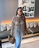 Casual Leopard Print Fringed Knitted Sweater Top TR-1347