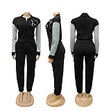 Casual Fleece-lined Letter Print Sweatshirt and Cargo Pants Two-piece Sports Set SFY-622