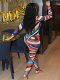Sexy Fashion Colorful Printed Long-sleeved Transparent Jumpsuit SHD-9732
