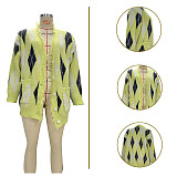 Casual Diamond-patterned Knit Mid-length Coat TR-1350