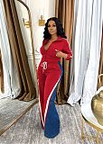 Stylish Denim Ribbed Patchwork Tracksuit TE-4725
