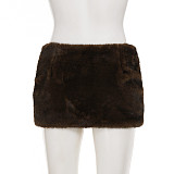 Side-pleated Low-waisted Hot Girl Furry Hip-wrap Skirt Short Skirt MRA-39092