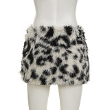 Leopard Print Fur Winter Slim Mini Skirt 2025 MRA-39827