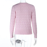 Fashionable Knitted Wool Floral Cardigan Horse Logo Embroidered Long-sleeved Top SUM-25064