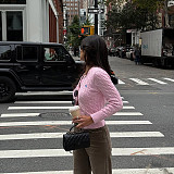 Fashionable Knitted Wool Floral Cardigan Horse Logo Embroidered Long-sleeved Top SUM-25064