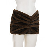 Side-pleated Low-waisted Hot Girl Furry Hip-wrap Skirt Short Skirt MRA-39092