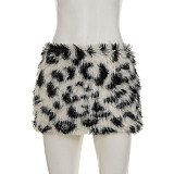 Leopard Print Fur Winter Slim Mini Skirt 2025 MRA-39827