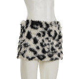 Leopard Print Fur Winter Slim Mini Skirt 2025 MRA-39827