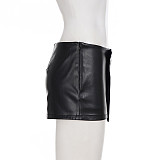 Sexy Bodycon Low-waisted Leather Skirt With Metal Buckle MRA-45239