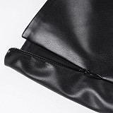 Sexy Bodycon Low-waisted Leather Skirt With Metal Buckle MRA-45239