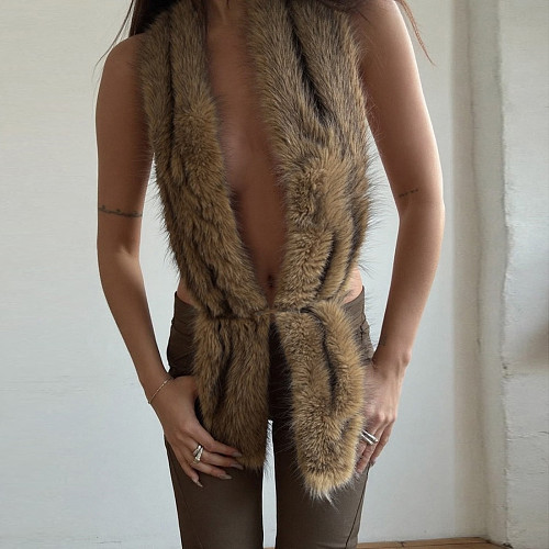 Sexy Short-haired Halter Neck Backless Tie Waist Vest  ZJQD-80910