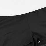 Sexy Bodycon Low-waisted Leather Skirt With Metal Buckle MRA-45239