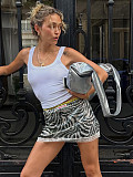 Fashionable Zebra-print Sequined Lace-trimmed Pencil Skirt MRA-39900