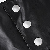 Sexy Bodycon Low-waisted Leather Skirt With Metal Buckle MRA-45239