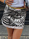 Fashionable Zebra-print Sequined Lace-trimmed Pencil Skirt MRA-39900