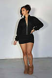 Solid Color Stand-up Collar Long-sleeved Fitted Waist Bodycon Dress XINH-81010