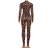 Digital Printed Long-Sleeved Fitted Top and Slim Fit Pants Set ZJQD-84398
