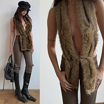 Sexy Short-haired Halter Neck Backless Tie Waist Vest  ZJQD-80910