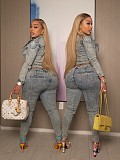 Sexy High-elastic Patchwork Washed Denim Casual Suit NIYA-8200