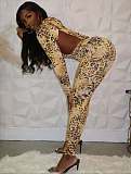 Sexy Leopard Print Slim-fit Hooded Backless Jumpsuit XS-1526