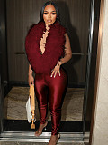 Elegant Feather Deep V-neck Elastic One-piece Trousers Jumpsuit For Women CH-25058