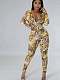 Sexy Leopard Print Slim-fit Hooded Backless Jumpsuit XS-1526