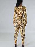 Sexy Leopard Print Slim-fit Hooded Backless Jumpsuit XS-1526