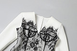 New V-neck Slim-fit Lace Color-blocked Bodycon Mini Dress SXE-82372
