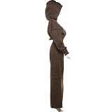 Casual Hooded Long-sleeved Zip-up Jacket and Loose-fitting Trousers Set SXE-55269