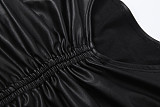 Sexy Pleated Cropped High-waisted Straight-leg Trouser Suit ZJQD-85221