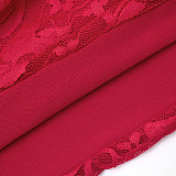 Round Neck Cross-chest Lace Furry Sleeves Patchwork Hip-hugging Gathered Dress XYWL-25DS372