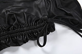 Sexy Pleated Cropped High-waisted Straight-leg Trouser Suit ZJQD-85221