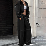 Casual Hooded Long-sleeved Zip-up Jacket and Loose-fitting Trousers Set SXE-55269