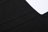 Fashionable Fur Collar Spliced ​​Long-sleeved Suspenders With Sexy Hip-hugging Short Skirt Suit DLS-85367