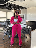 Hooded Zipper Cardigan Waisted Velvet Sweatshirt Lace-up Sports Suit PMR-809