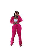 Hooded Zipper Cardigan Waisted Velvet Sweatshirt Lace-up Sports Suit PMR-809