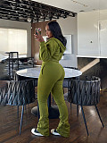 Hooded Zipper Cardigan Waisted Velvet Sweatshirt Lace-up Sports Suit PMR-809
