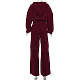 Casual Hooded Long-sleeved Zip-up Jacket and Loose-fitting Trousers Set SXE-55269