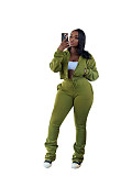 Hooded Zipper Cardigan Waisted Velvet Sweatshirt Lace-up Sports Suit PMR-809
