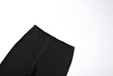 Fashionable Hollow Hook Zipper Top and Sexy Slim-fitting Trousers Two-piece Set DLS-84204