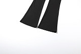 Fashionable Hollow Hook Zipper Top and Sexy Slim-fitting Trousers Two-piece Set DLS-84204