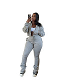Hooded Zipper Cardigan Waisted Velvet Sweatshirt Lace-up Sports Suit PMR-809