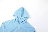Casual Hooded Long-sleeved Zip-up Jacket and Loose-fitting Trousers Set SXE-55269
