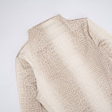 Half Turtleneck Light Color Snake Print Long Sleeve Hip Short Dress XYWL-25DS369